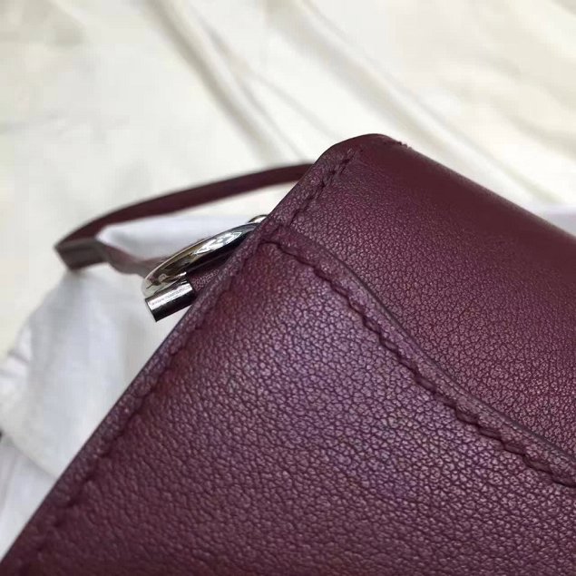  Hermes original swift leather roulis bag R018 burgundy