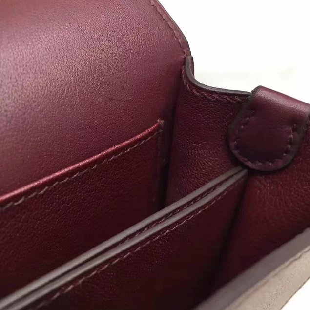  Hermes original swift leather roulis bag R018 burgundy