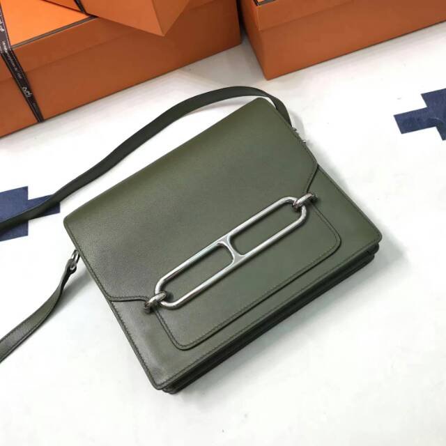 Hermes original swift leather roulis bag R018 olive