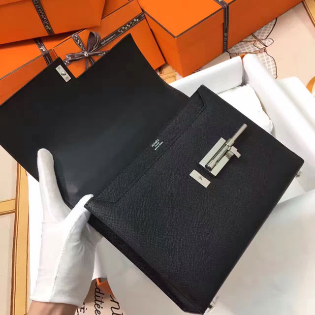 Hermes original epsom leather verrou chaine mini bag V18 black