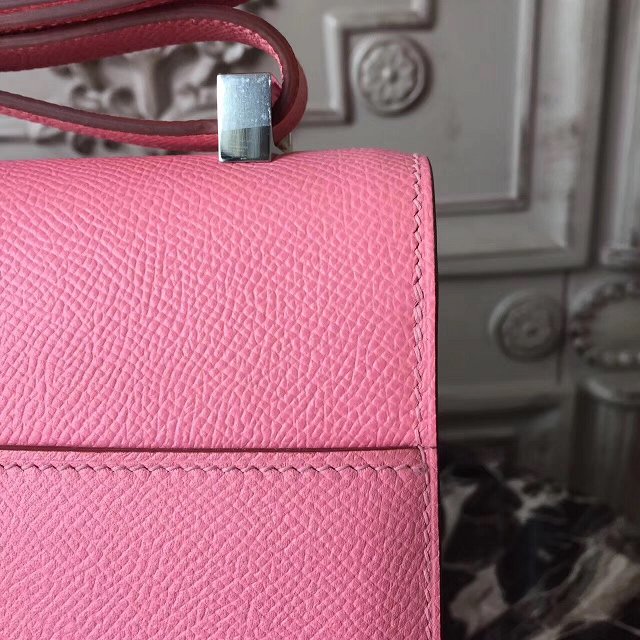 Hermes original epsom leather verrou chaine mini bag V18 pink