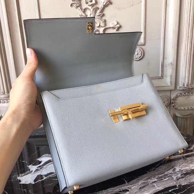 Hermes original epsom leather verrou chaine bag V23 ice blue