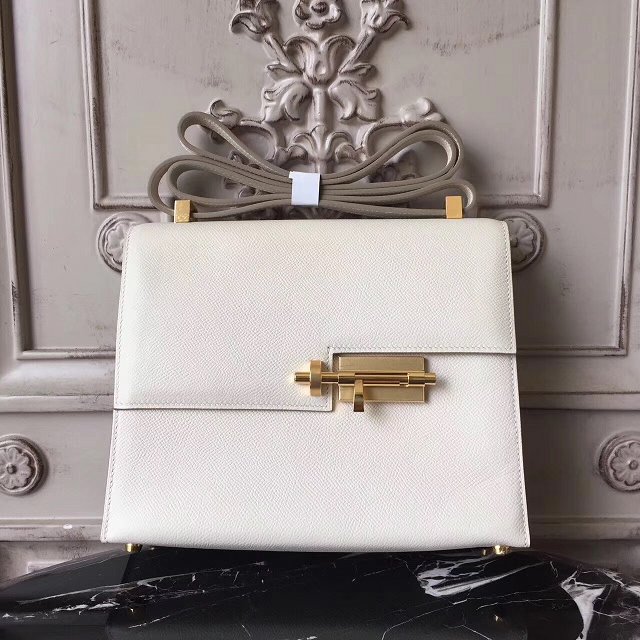 Hermes original epsom leather verrou chaine bag V23 white