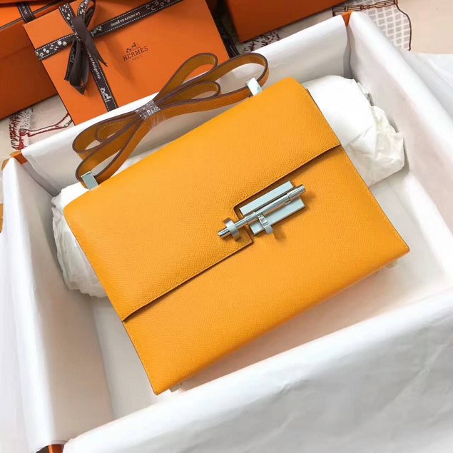 Hermes original epsom leather verrou chaine bag V23 yellow
