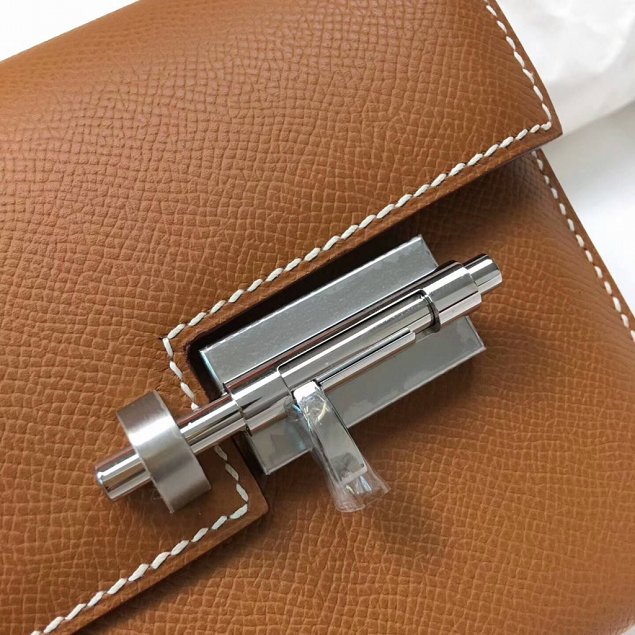 Hermes original epsom leather verrou chaine mini bag V18 caramel