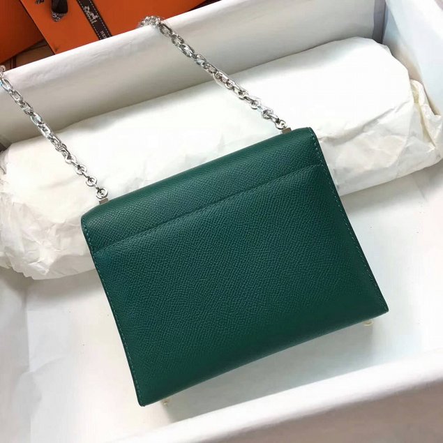 Hermes original epsom leather verrou chaine mini bag V18 olive