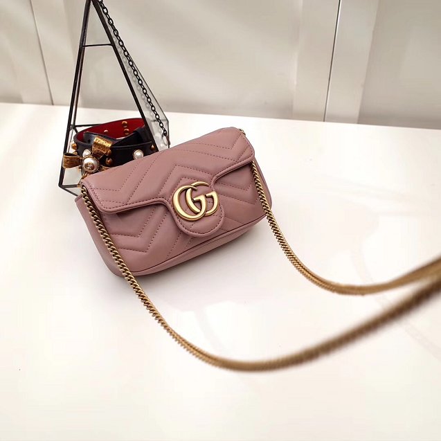 GG original calfskin marmont super mini bag 476433 nude