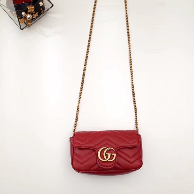 GG original calfskin marmont super mini bag 476433 red