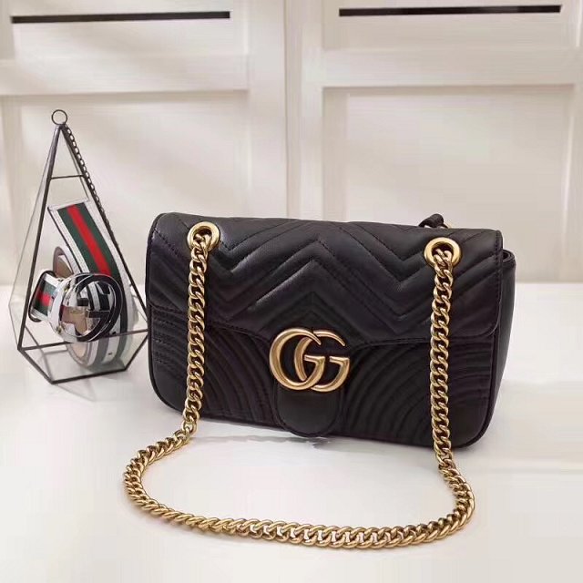 GG original calfskin marmont small shoulder bag 443497 black