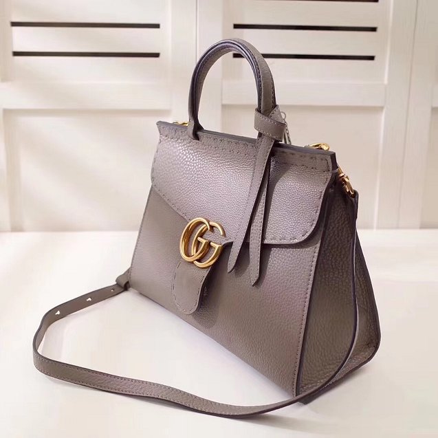 2018 GG marmont original calfskin top handle bag 421890 gray