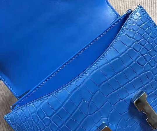 Top hermes 100% genuine crocodile leather small constance bag C0019 blue