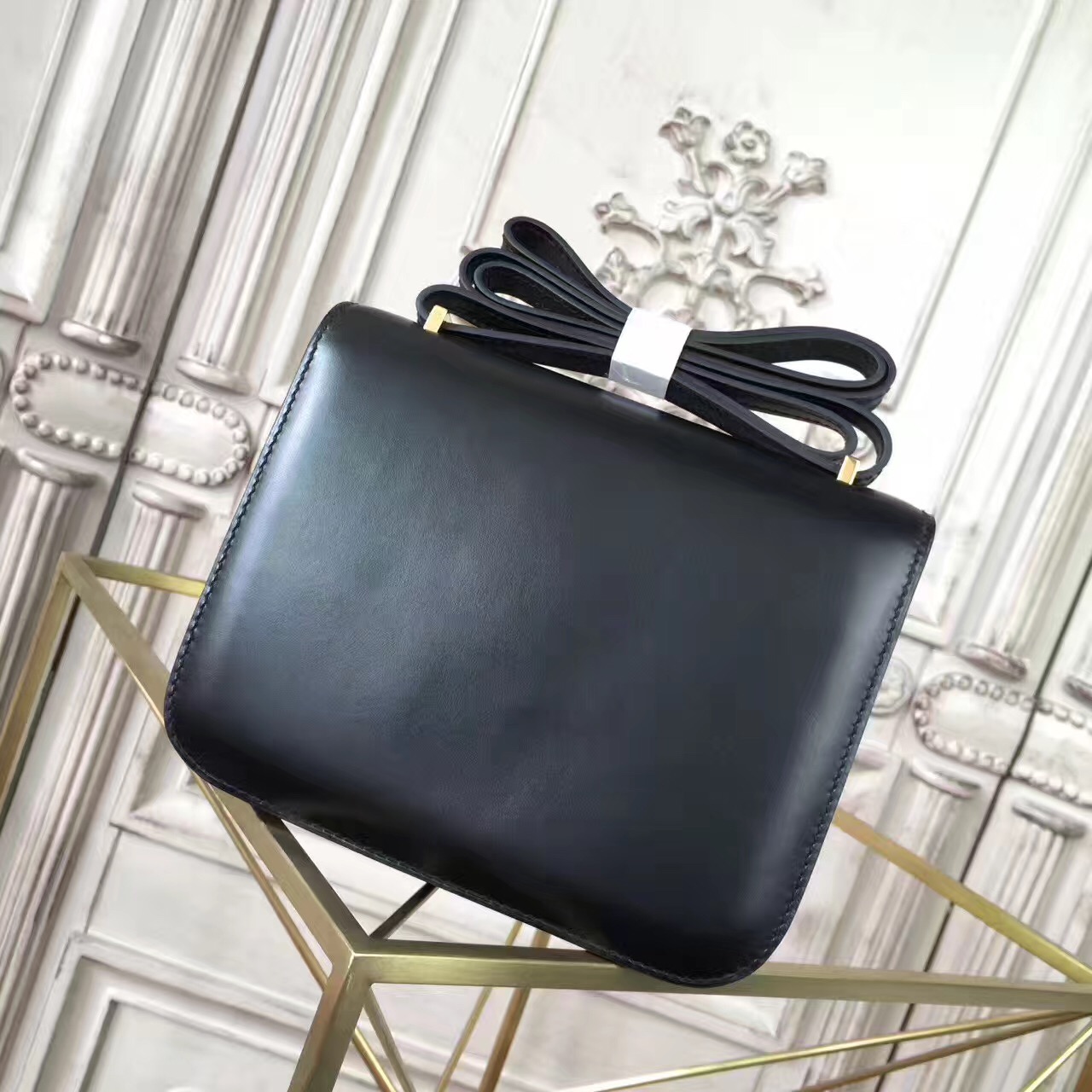 Hermes original box leather constance bag C023 black