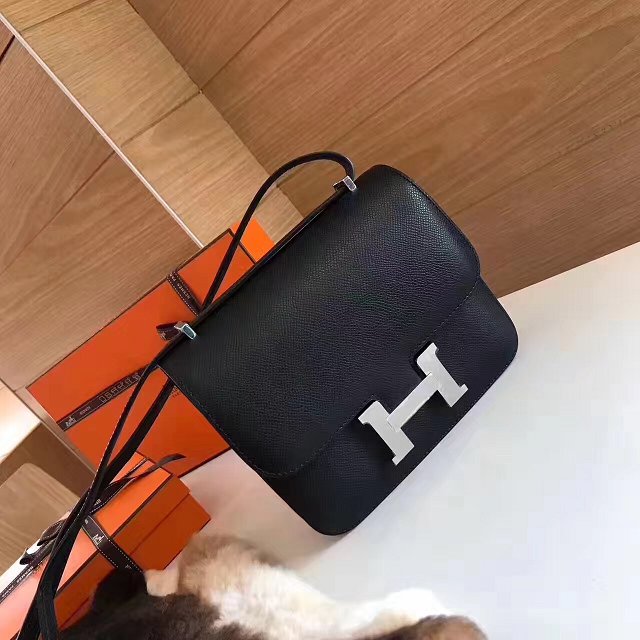 Hermes original epsom leather constance bag C23 black