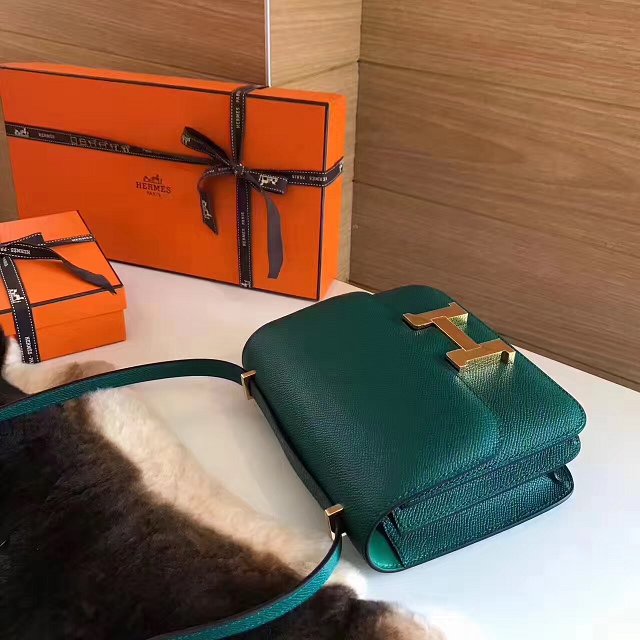 Hermes original epsom leather constance bag C23 vert fonce