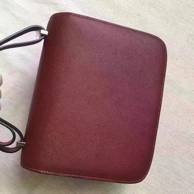 Hermes original epsom leather small constance bag C19 bordeaux