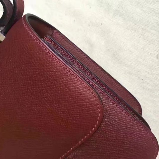 Hermes original epsom leather small constance bag C19 bordeaux