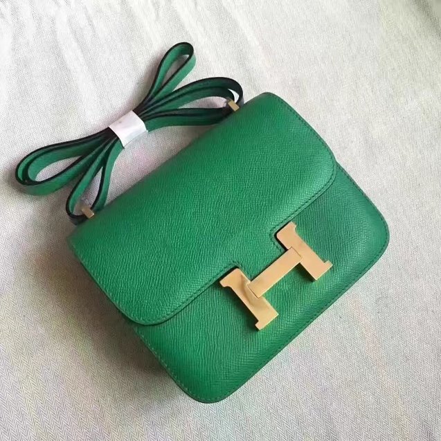 Hermes original epsom leather small constance bag C19 green