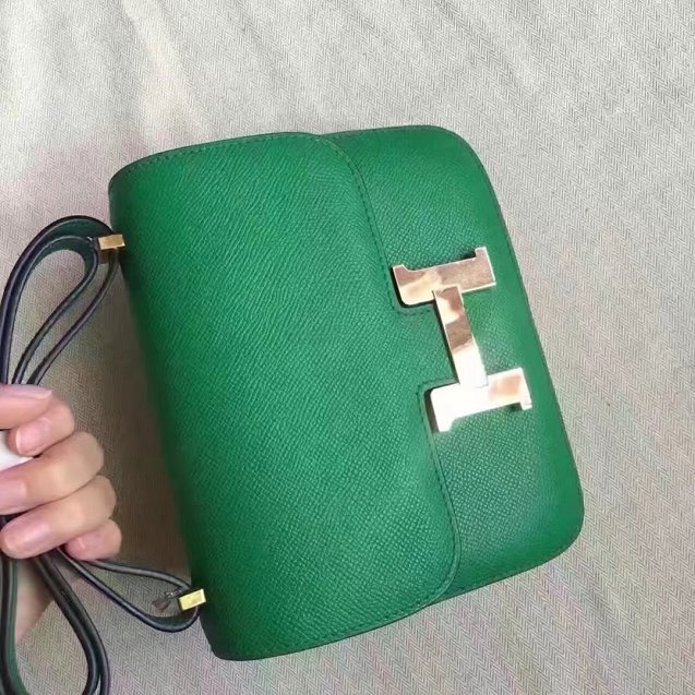 Hermes original epsom leather small constance bag C19 green