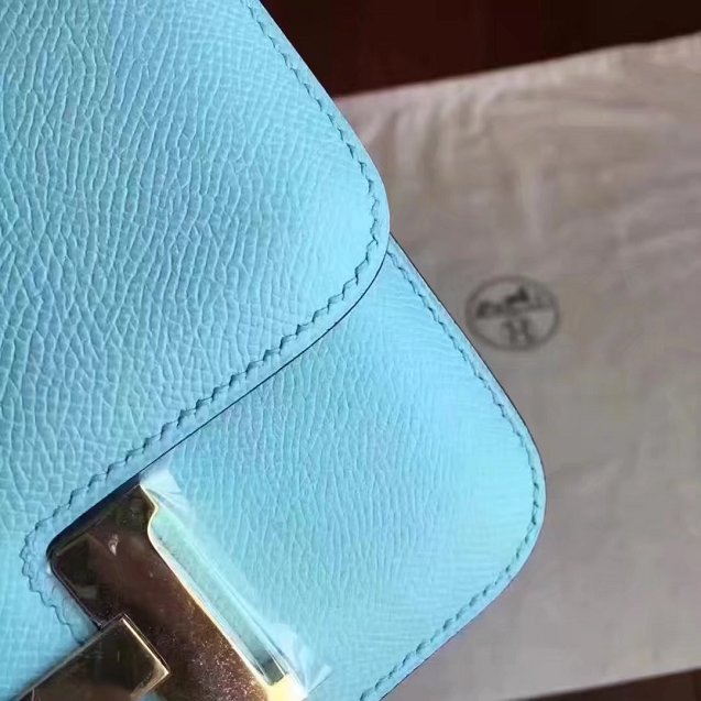 Hermes original epsom leather small constance bag C19 sky blue