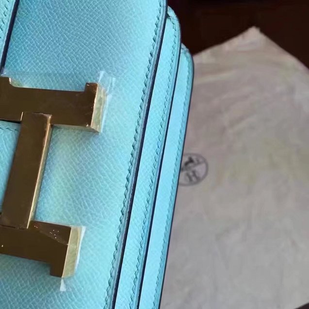 Hermes original epsom leather small constance bag C19 sky blue