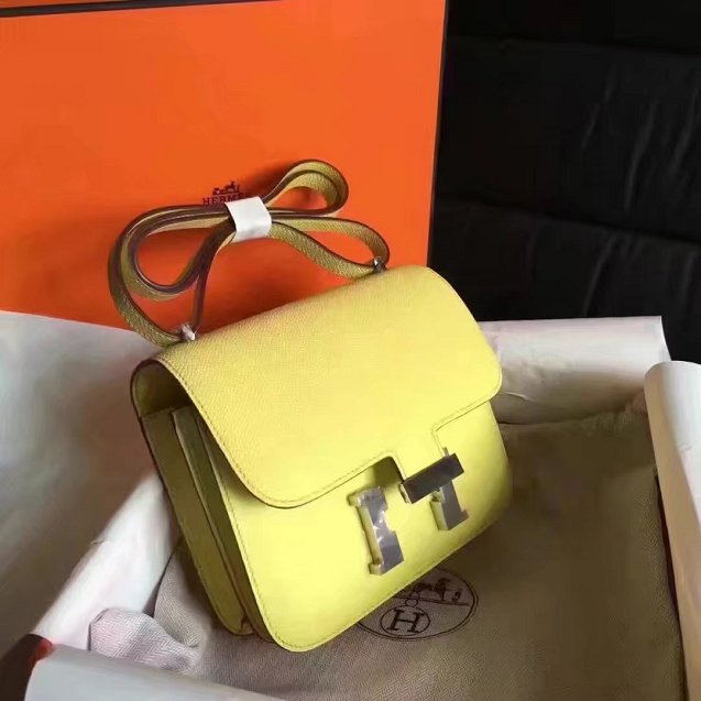 Hermes original epsom leather small constance bag C19 yellow