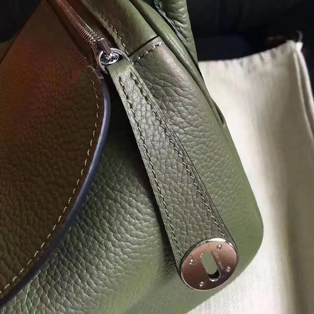 Hermes original top togo leather small lindy 26 bag H26 blackish green