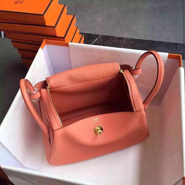 Hermes original top togo leather small lindy 26 bag H26 coral