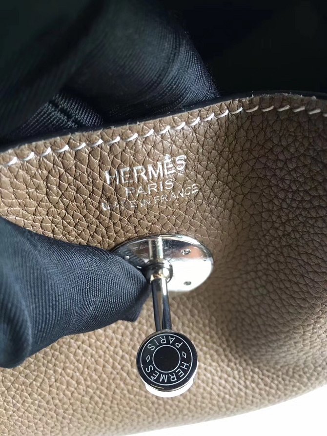Hermes original top togo leather small lindy 26 bag H26 dark coffee
