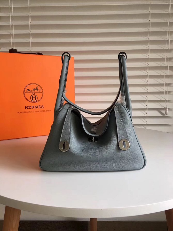 Hermes original top togo leather small lindy 26 bag H26 ice blue