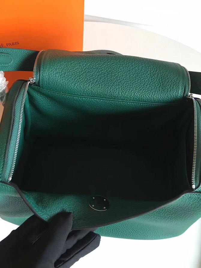 Hermes original top togo leather small lindy 26 bag H26 olive