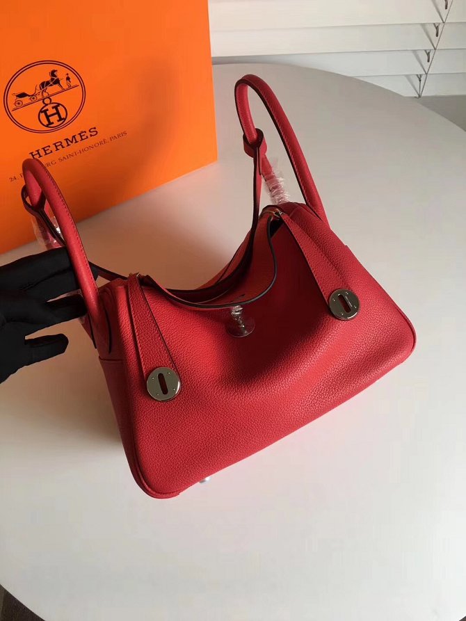 Hermes original top togo leather small lindy 26 bag H26 red