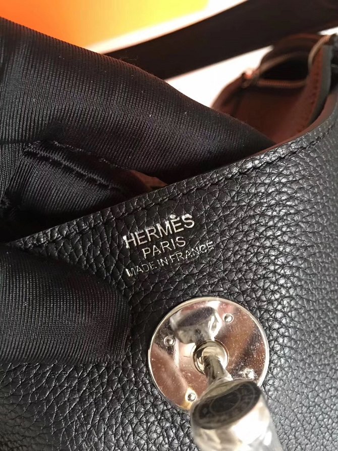 Hermes original top togo leather medium lindy 30 bag H30 black&rose red