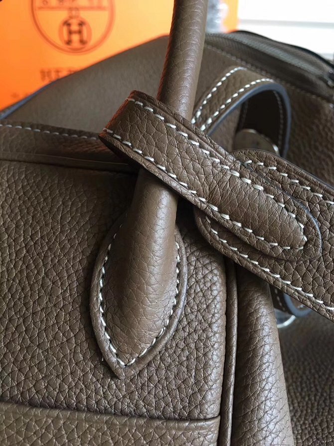 Hermes original top togo leather large lindy 34 bag H34 dark coffee