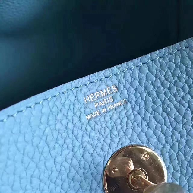 Hermes original top togo leather large lindy 34 bag H34 lake blue