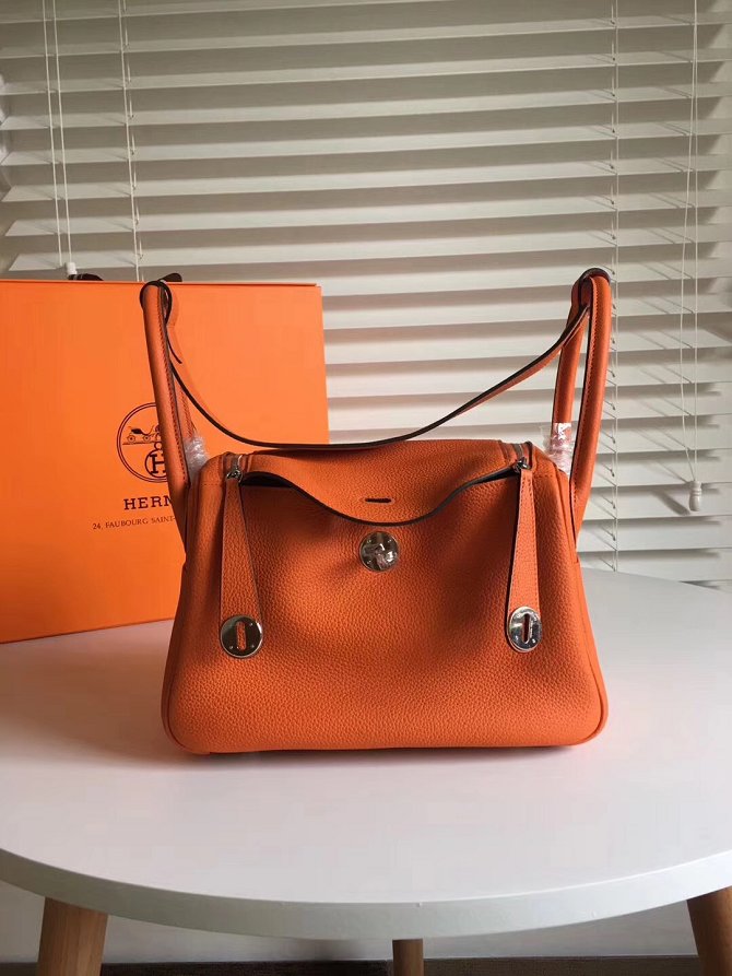 Hermes original top togo leather large lindy 34 bag H034 orange