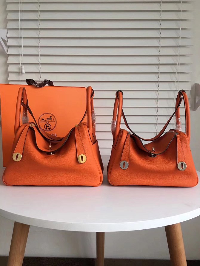 Hermes original top togo leather large lindy 34 bag H034 orange