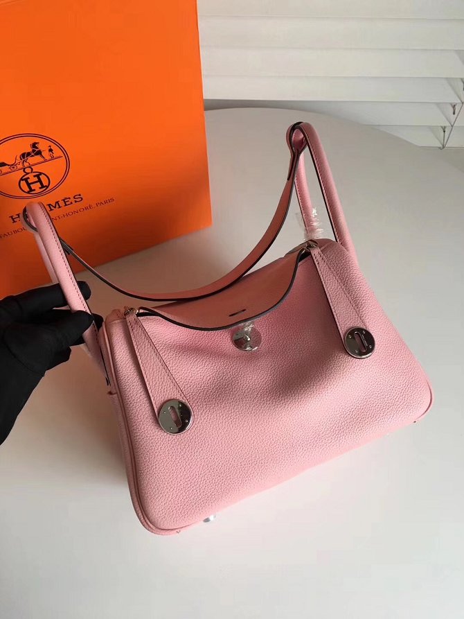 Hermes original top togo leather large lindy 34 bag H34 pink