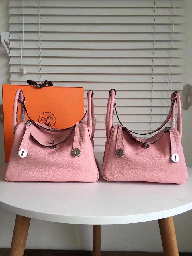 Hermes original top togo leather large lindy 34 bag H34 pink