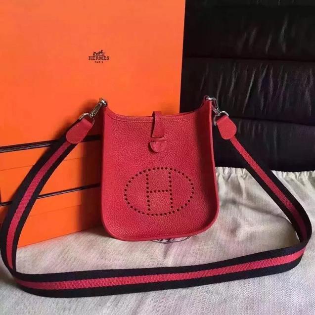 Hermes original togo leather mini evelyne tpm 17 shoulder bag E17 red 