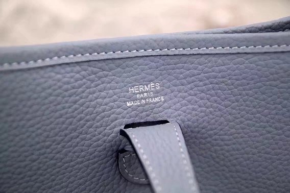 Hermes original togo leather evelyne pm shoulder bag E28 light blue