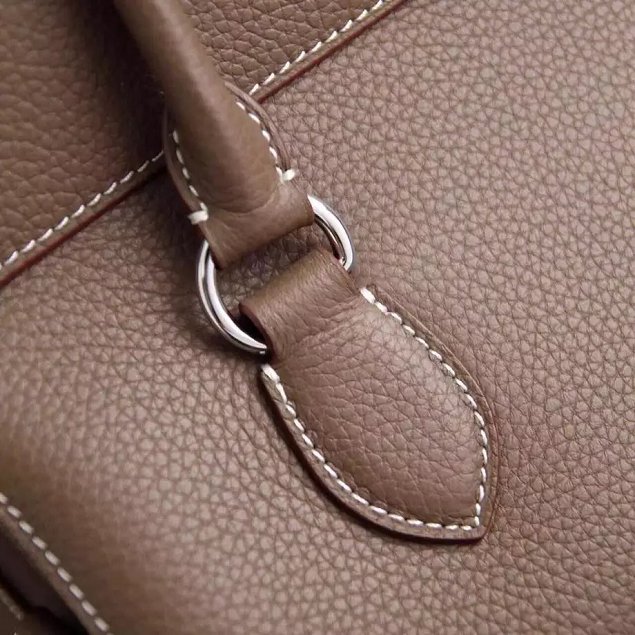 Hermes original togo leather small toolbox handbag T26 dark coffee