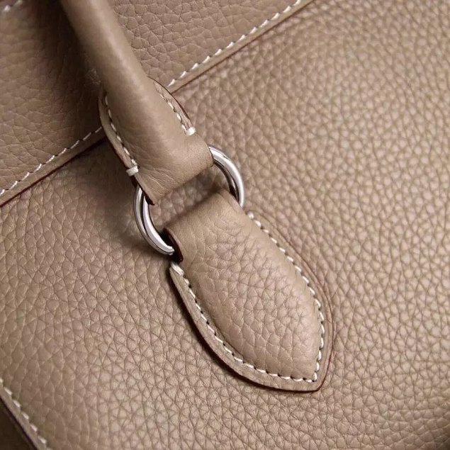 Hermes original togo leather small toolbox handbag T26 gray