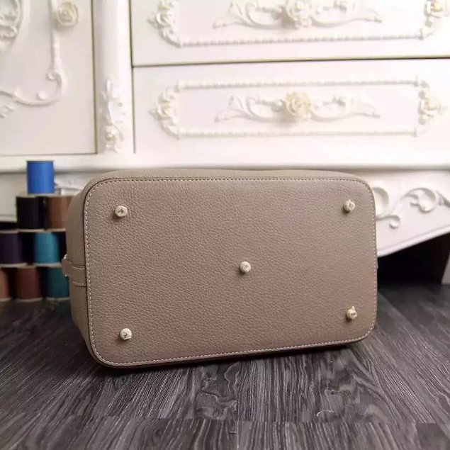 Hermes original togo leather small toolbox handbag T26 gray