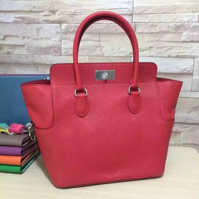 Hermes original togo leather small toolbox handbag T26 red