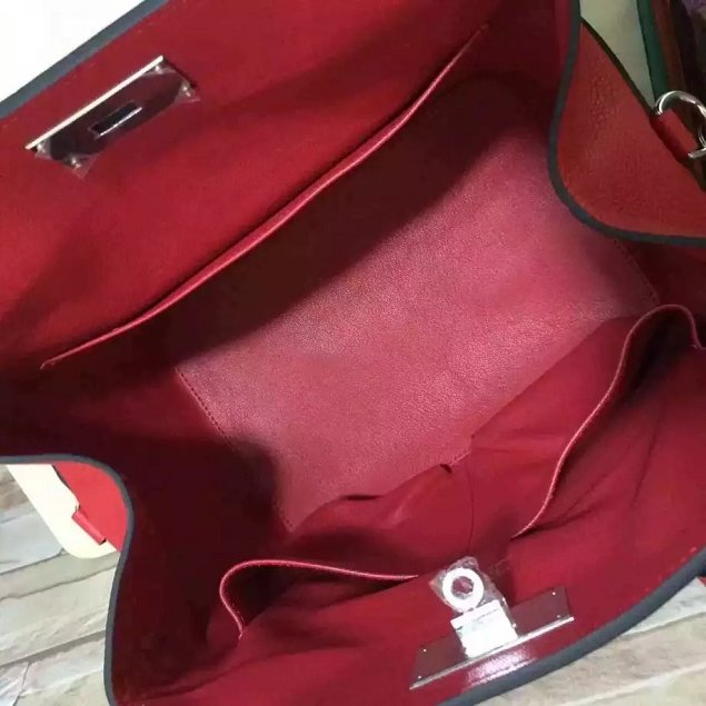 Hermes original togo leather small toolbox handbag T26 red