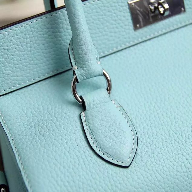 Hermes original togo leather small toolbox handbag T26 sky blue