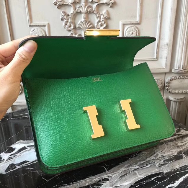 Hermes epsom leather constance 23 bag C230 green