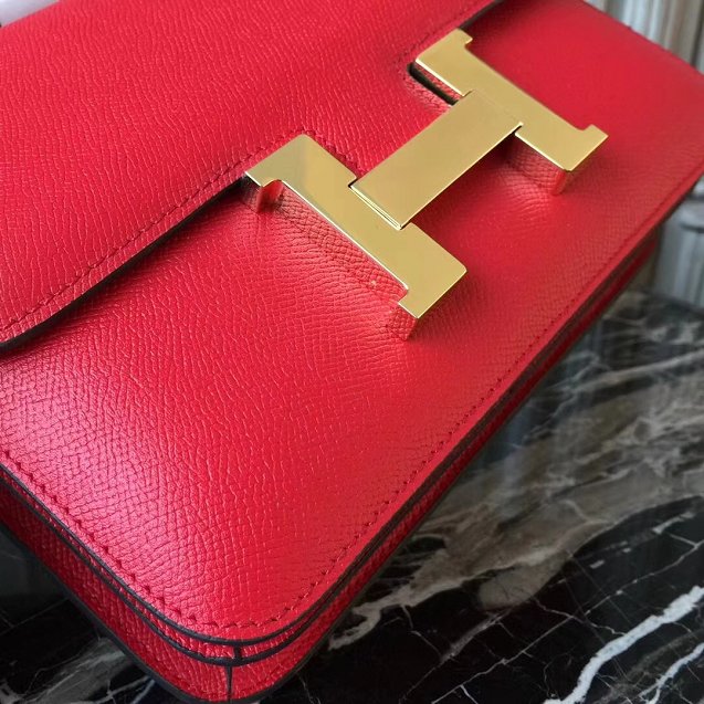 Hermes epsom leather constance 23 bag C230 red