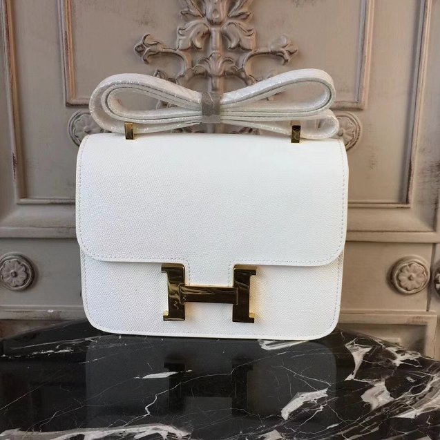 Hermes epsom leather constance 23 bag C230 white