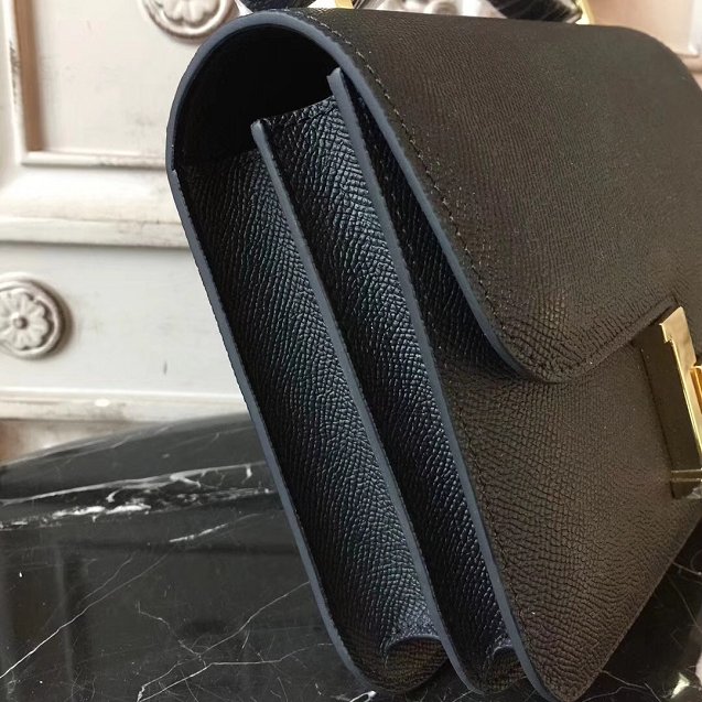 Hermes epsom leather small constance bag C19 black
